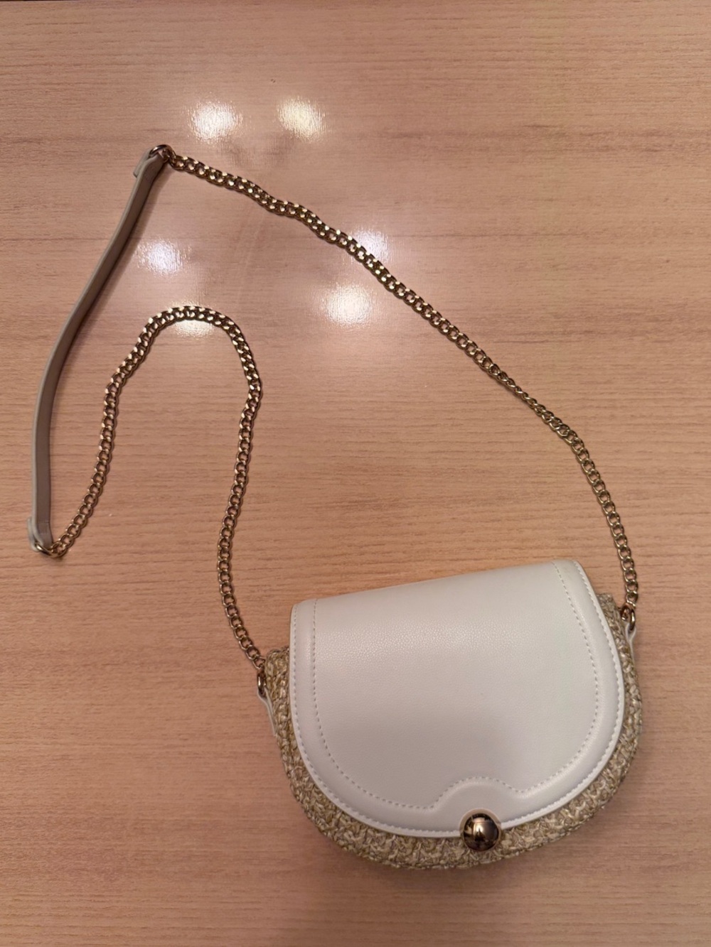 H&M Cream and Gold Crossbody Saddle Bag